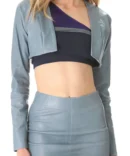 Clasic Grey women Leather Jacket