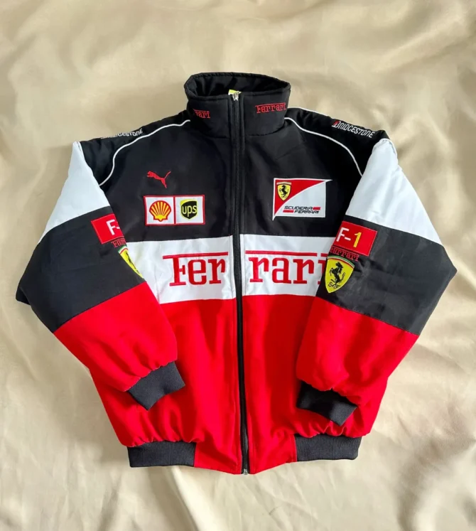 Ferari F1 Luxe Quilted Racing Bomber Jacket