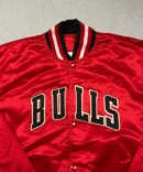 NBA 90s Chicago Buls Premium Red Starter Satin Bomber Jacket