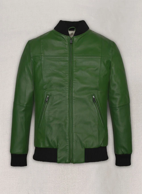 Ben Afleck Green Bomber Leather Jacket mleatherjackets Ben Afleck Green Bomber Leather Jacket