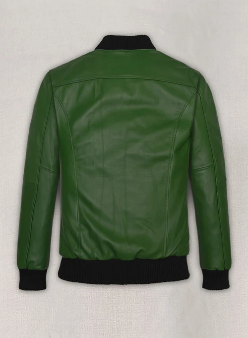 Ben Afleck Green Bomber Leather Jacket mleatherjackets Ben Afleck Green Bomber Leather Jacket