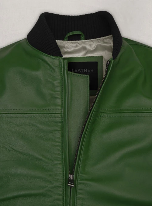 Ben Afleck Green Bomber Leather Jacket mleatherjackets Ben Afleck Green Bomber Leather Jacket
