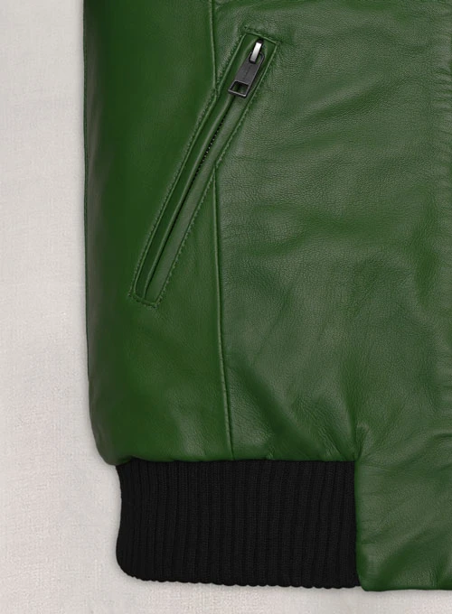Ben Afleck Green Bomber Leather Jacket mleatherjackets Ben Afleck Green Bomber Leather Jacket