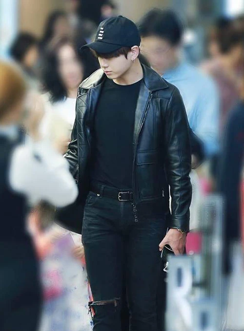 BTS Jungkook Clasic Quilted Black Leather Jacket mleatherjackets BTS Jungkook Clasic Quilted Black Leather Jacket