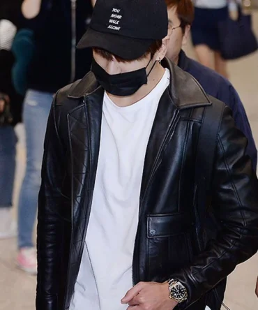 BTS Jungkook Clasic Quilted Black Leather Jacket