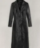 Kendall Jener black Leather Long Coat