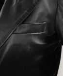 Kendall Jener black Leather Long Coat