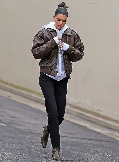 Kendall Jener Classic Leather Jacket mleatherjackets Kendall Jener Classic Leather Jacket