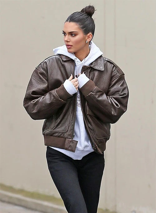 Kendall Jener Classic Leather Jacket mleatherjackets Kendall Jener Classic Leather Jacket