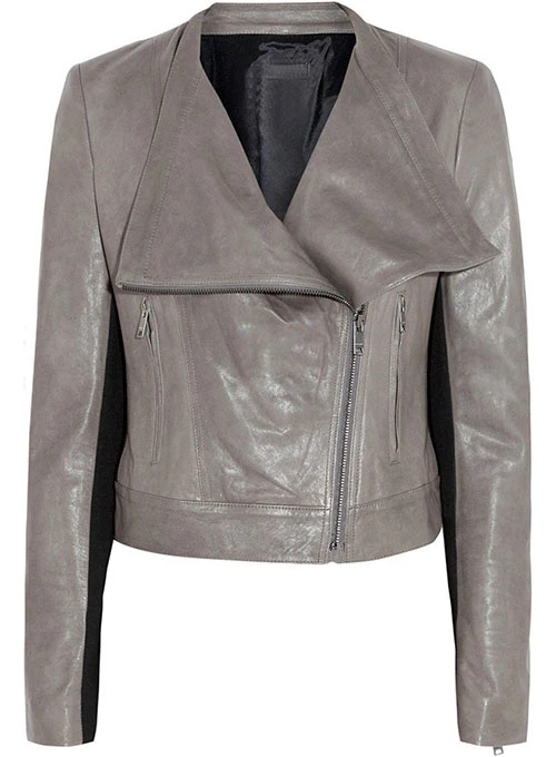 Ruged Gray Leather Jacket for Women' mleatherjackets Ruged Gray Leather Jacket for Women'
