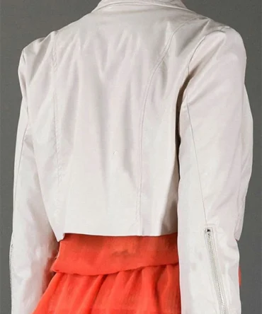 Clasic white women's Leather Jacket