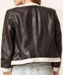 Black nd white women's Leather Jacket