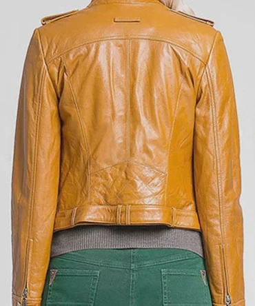 Clasic yellow women's Leather Jacket