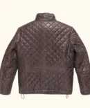 Highland Brown Quilted Leather Jacket with Standup Collar