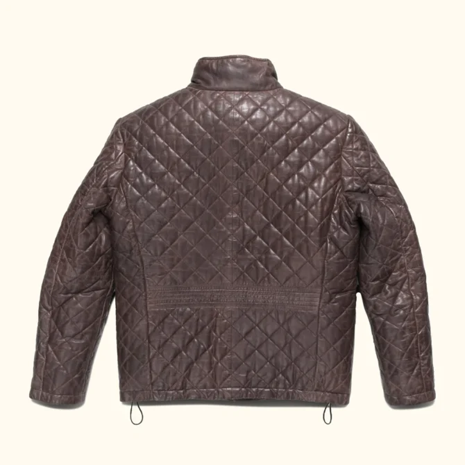 Highland Brown Quilted Leather Jacket with Standup Collar mleatherjackets Highland Brown Quilted Leather Jacket with Standup Collar