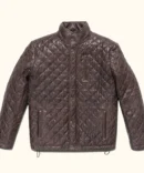 Highland Brown Quilted Leather Jacket with Standup Collar