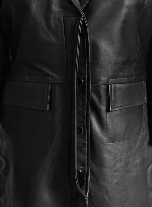 Margot Robie Wolf Of Wall Street Leather Long Coat mleatherjackets Margot Robie Wolf Of Wall Street Leather Long Coat