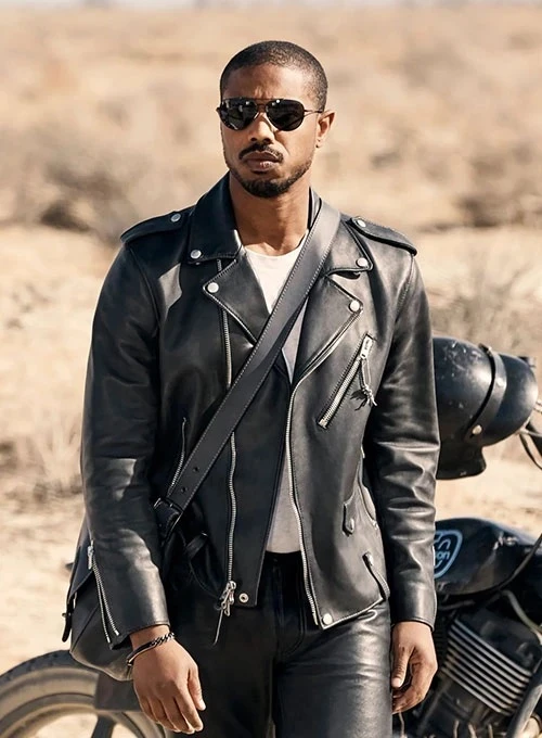 Michael B. Jordan Ruged Black Moto-Style Leather Jacket mleatherjackets Michael B. Jordan Ruged Black Moto-Style Leather Jacket
