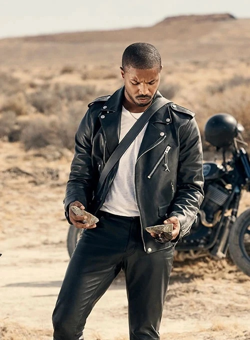 Michael B. Jordan Ruged Black Moto-Style Leather Jacket