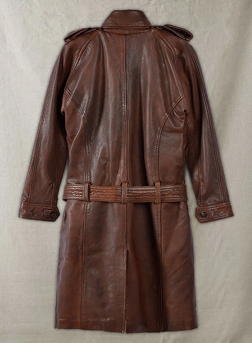 Luxe Spanish Quillted Brown Leather Long Coat mleatherjackets Luxe Spanish Quillted Brown Leather Long Coat