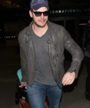 Chris Prat grey Leather Jacket