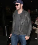 Chris Prat grey Leather Jacket