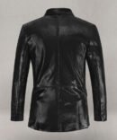 Snake Embosed Double Breasted Leather Suit