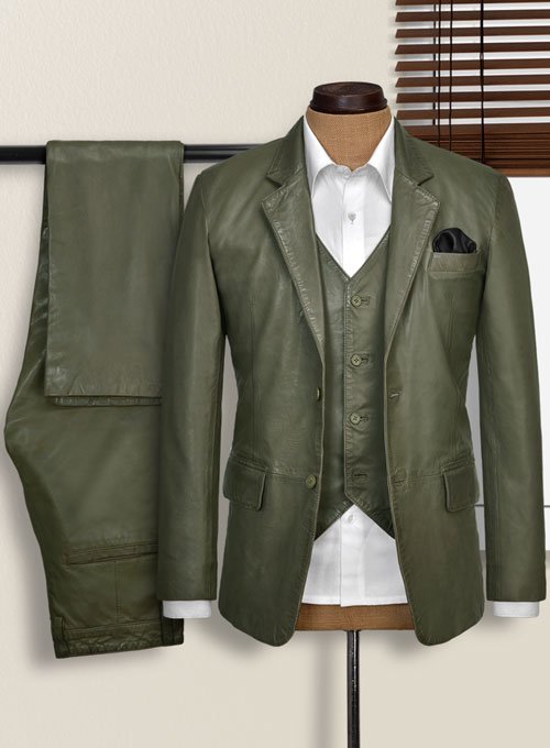 Pure Leather Basicalo Green Suit